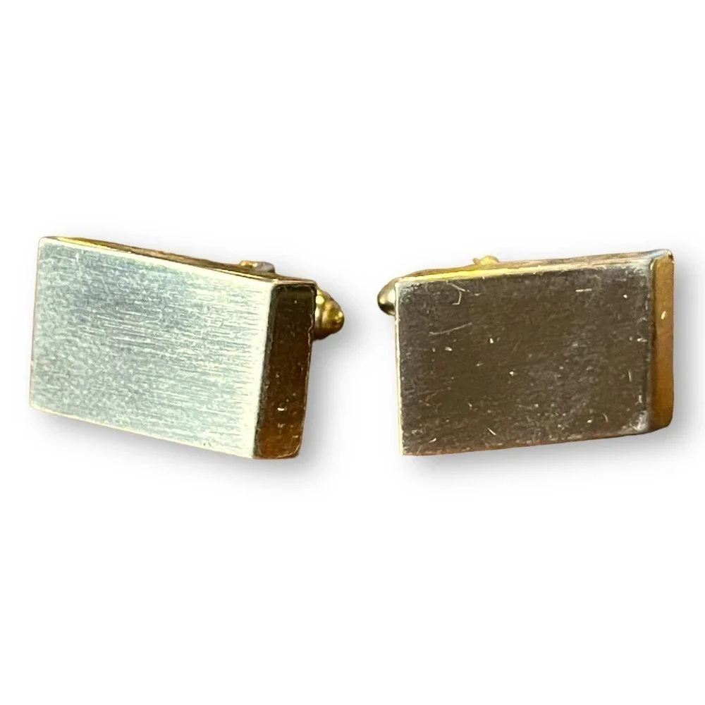Dante Vintage Gold Tone Men’s Geometric Cufflinks with Brushed Finish